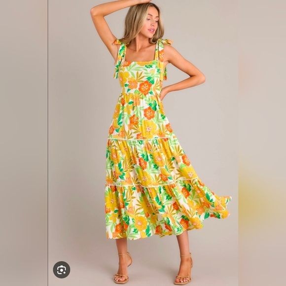 Flying Tomato Other - ❤️ FLYING TOMATO LINEN PORTOBAY MAXI DRESS, TROPICAL FLORAL PRINT, MEDIUM